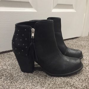 Black leather ankle boots